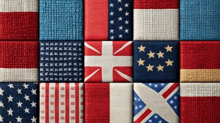 Obraz premium Patchwork Tapestry of National Flags - Seamless Geometric Background Design