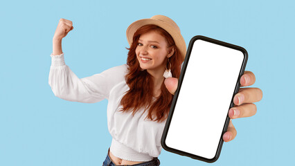 Traveler Girl Posing With Flight Tickets Shaking Fists Happy About Borders Reopening On Pink Studio Background. Panorama