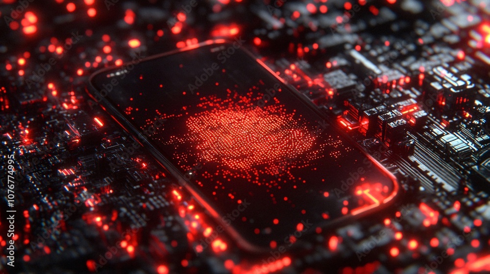 Poster A close-up of a fingerprint scanner on a smartphone highlighting fintech security with biometric authentication with side empty space for text Stockphoto style