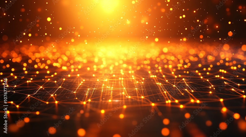 Poster A graphic of floating cryptocurrency symbols in an abstract financial network symbolizing the vast potential of fintech with side empty space for text Stockphoto style