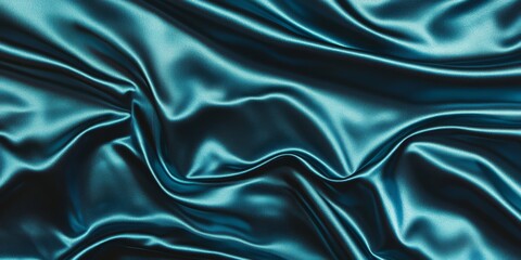 Obraz premium Luxurious green satin fabric with rich folds, creating a soft and flowing texture. Elegant and vibrant material ideal for backgrounds, banners, or fashion-themed projects.