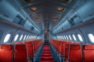 Fototapeta premium Airplane interior with empty seats.