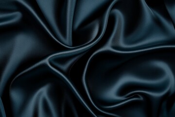 Obraz premium Luxurious blue satin fabric with rich folds, creating a soft and flowing texture. Elegant and vibrant material ideal for backgrounds, banners, or fashion-themed projects.