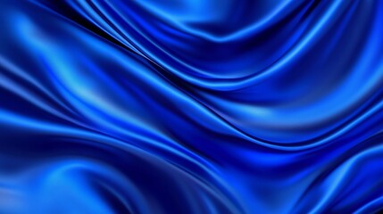 Obraz premium Luxurious blue satin fabric with rich folds, creating a soft and flowing texture. Elegant and vibrant material ideal for backgrounds, banners, or fashion-themed projects.