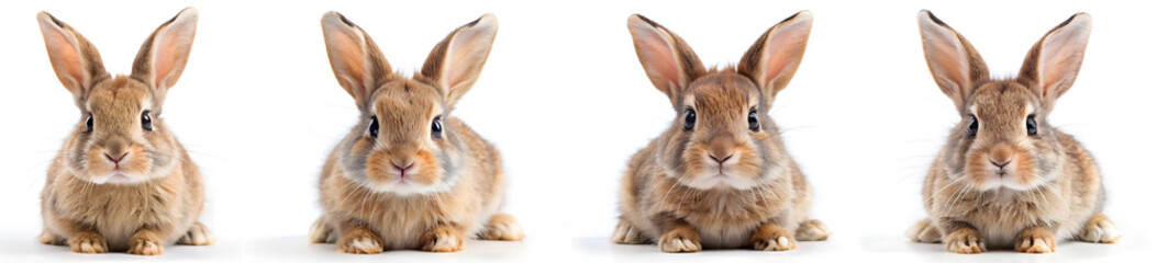 Fototapeta premium Set of bunnies on a white background, cute pets.