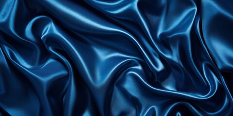 Fototapeta premium Luxurious blue satin fabric with rich folds, creating a soft and flowing texture. Elegant and vibrant material ideal for backgrounds, banners, or fashion-themed projects.