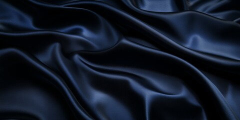 Obraz premium Luxurious blue satin fabric with rich folds, creating a soft and flowing texture. Elegant and vibrant material ideal for backgrounds, banners, or fashion-themed projects.