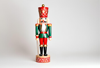Holiday Nutcracker Soldier with Colorful Design Isolated
