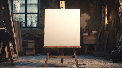 Blank Canvas in an Artist's Studio