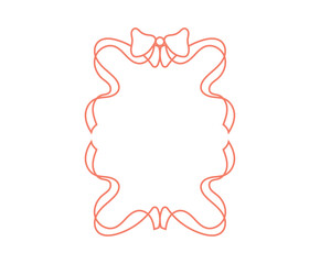 Hand drawn ribbons border illustration for social media decoration.Vintage bows and ribbons frame for greeting cards, wedding or birthday party, picnic invitations. Cute elegant coquette Lolita style.