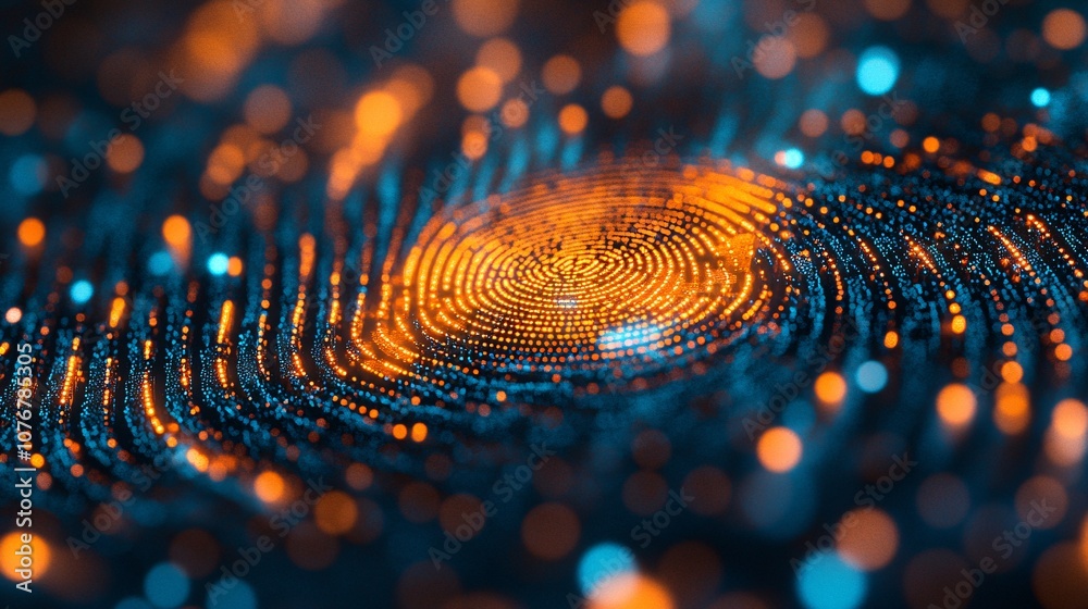 Aufkleber A close-up of a fingerprint scanner on a smartphone highlighting fintech security with biometric authentication with side empty space for text Stockphoto style