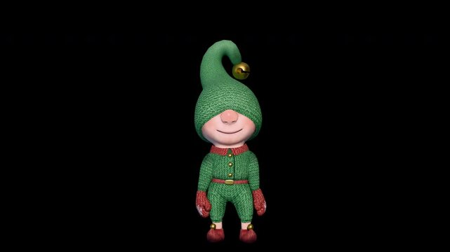 Christmas elf  jump animation with alpha channel