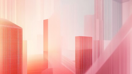 Wireframe composition with geometric lines and soft gradient hues, evoking a tech-forward and modern aesthetic