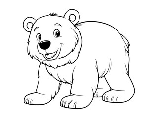 Cute cartoon bear, line art illustration.