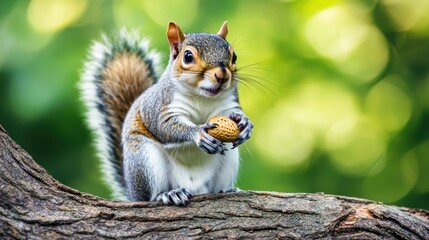 Cute Squirrel Holding Nut