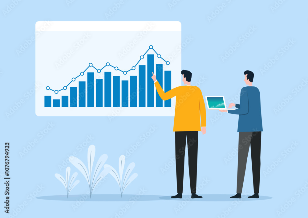 Poster business people team meeting working and analysis finance data chart report. business investment. fl