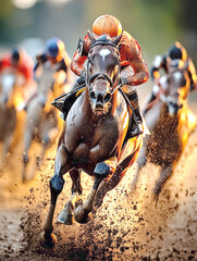 Final lap as the crowd cheers the jockey's and here Thoroughbred's thunder down the track towards the finish line. 