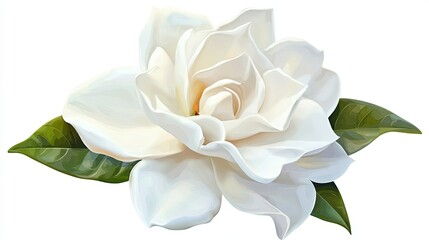 Fototapeta premium A Close-Up View of a Delicate White Gardenia Blossom