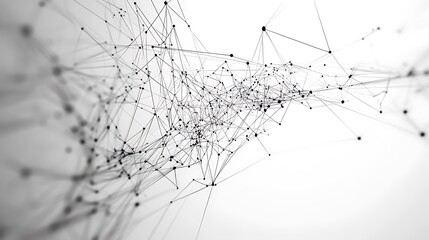 Geometric wireframe with clean lines and connected dots, forming a digital network for a futuristic tech look