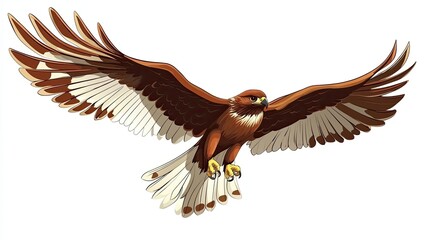 Obraz premium Brown Hawk with Spread Wings in Flight