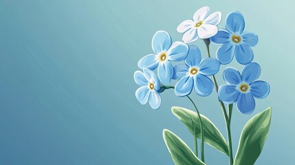A Cluster of Delicate Blue Forget-Me-Nots Against a Light Blue Background