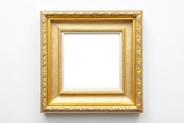 Elegant Blank Picture Frame with Gold Border on White Background for Minimalist Artwork and Photograph Display, Ideal for Stylish Interior Decor and Home Design