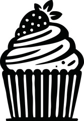 Cupcake Icon. Cake icon silhoutte. Cupcake, Sweet, Food, Frosting, Cake, Frosting. Vector Illustration