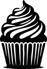 Cupcake Icon. Cake icon silhoutte. Cupcake, Sweet, Food, Frosting, Cake, Frosting. Vector Illustration
