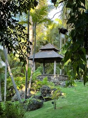 A beautiful gazebo surrounded by plants and trees