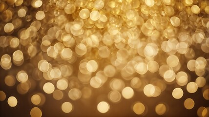 Obraz premium Golden bokeh blur abstract background with soft shimmering lights, perfect for festive designs, elegant visual effects, and luxurious event backdrops