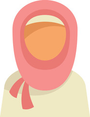 Simple flat vector illustration of a muslim woman wearing a pink hijab, could be used as a profile picture