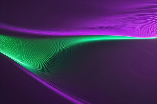 Surreal Bold Violet and Green Image with Glowing Ripple Motif and Interference Texture