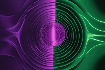 Surreal Bold Violet and Green Shadowy Image with Glowing Color Ripple Pattern and Textured Interference Effects