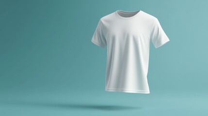 White T-Shirt Mockup on Blue Background