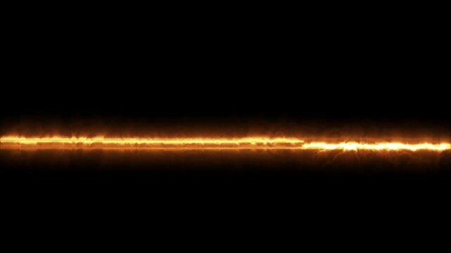 A line of flame that splits the screen.Horizontal straight line brightness or orange light.The symbol of intense heat or burn with black background.