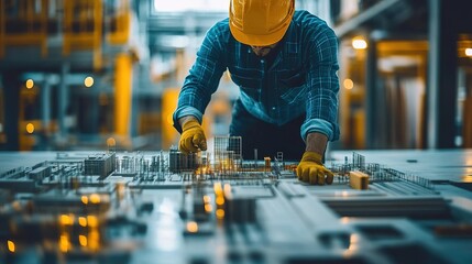 project manager running AI simulations to predict material usage and project costs, optimizing resources for a sustainable building