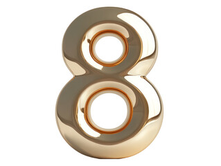 Shiny Golden Number Eight with Smooth Curves and Glossy Finish Perfect for Celebrations, Announcements, Digital Designs, and Creative Projects