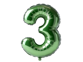 Large Reflective Green Balloon Number Three for Celebrations, Birthdays, and Events - Perfect Party Decoration Element to Enhance Festive Atmosphere and Create Lasting Memories