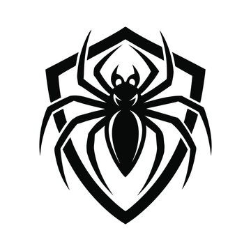 White Spider Logo Vector on Minimalist Background - Creepy Silhouette Design for Halloween, Nature, and Decorative Web-Themed Art