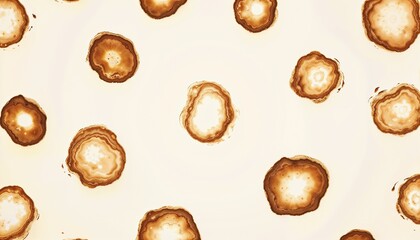 Abstract coffee stains pattern on a light background, creating an artistic and dynamic design element