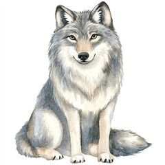 Naklejka premium cute Wolf watercolor clipart illustration isolated