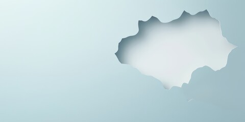 Obraz premium Minimalist abstract design featuring a white cloud cutout on a soft blue grey background banner