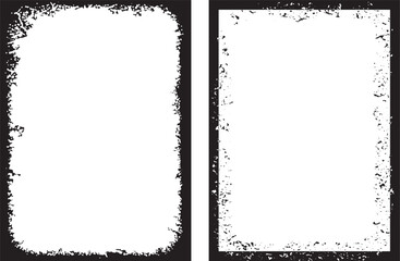 square shape black and white grunge frames set, a black and white grunge photo border set vector design, vintage black and white frames with grunge paint, 