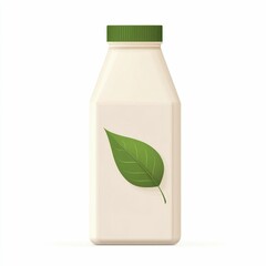 Minimalist of a milk carton with a green leaf representing sustainably sourced and eco friendly dairy products  This clean and modern graphic icon can be used for branding packaging