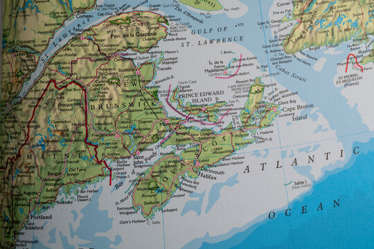 Map featuring the Canadian Maritime provinces of Nova Scotia, Prince Edward Island, and New Brunswick.