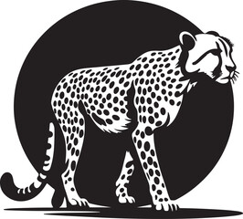 Cheetah Silhouette Vector Art on White Background - Wildlife Animal Icon Design

