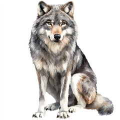 cute Wolf watercolor clipart illustration isolated