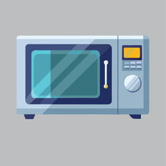 a cartoon illustration of a microwave oven with a light blue background