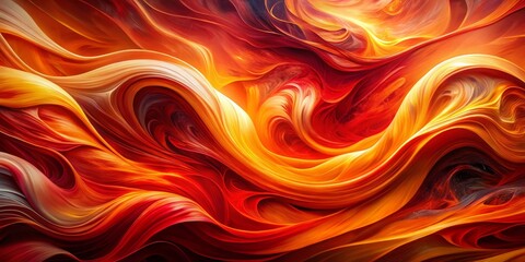 Fototapeta premium Panoramic Abstract Red and Orange Swirls and Shapes: A Vibrant Display of Colorful Dynamics and Fluidity for Artistic Design and Background Usage