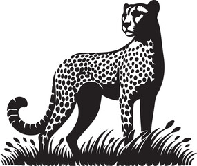 Cheetah Silhouette Vector Art on White Background - Wildlife Animal Icon Design

